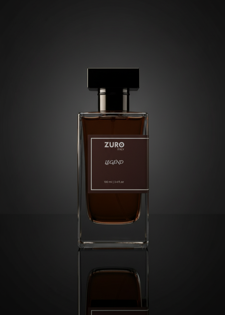 Zuro perfume bottle on a dark background