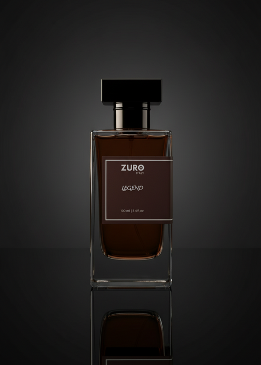 Zuro perfume bottle on a dark background